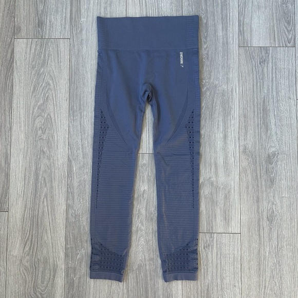 Gymshark High Waist Energy Steel Blue Seamless Leggings - Picture 1 of 6